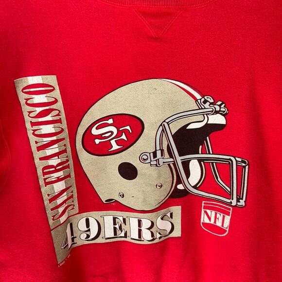 Vtg 90s Mens L Spell Out Big Logo San Francisco 49ers Football Sweatshirt USA - Picture 2 of 10